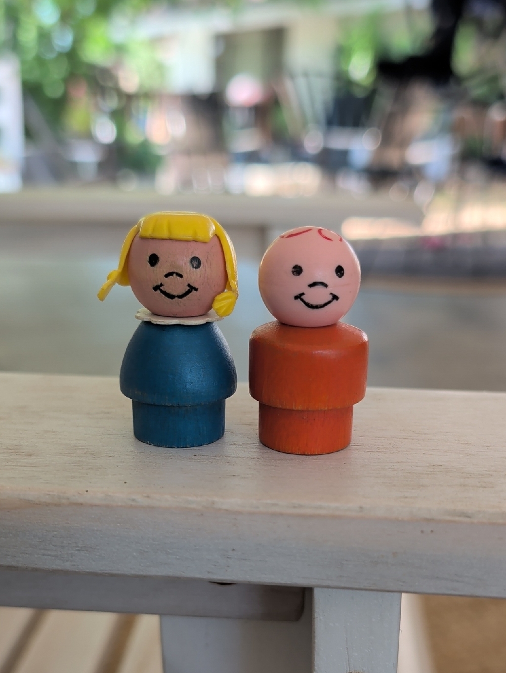 Vintage Fisher Price Little People Wood Body Kids Boy Girl